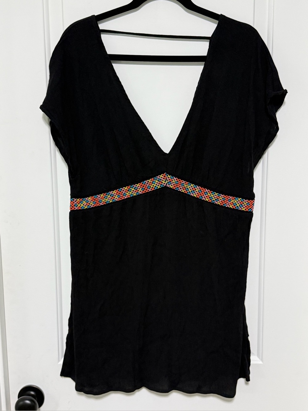 Xhilaration Black Swim Coverup with Multicolor Waist Trim